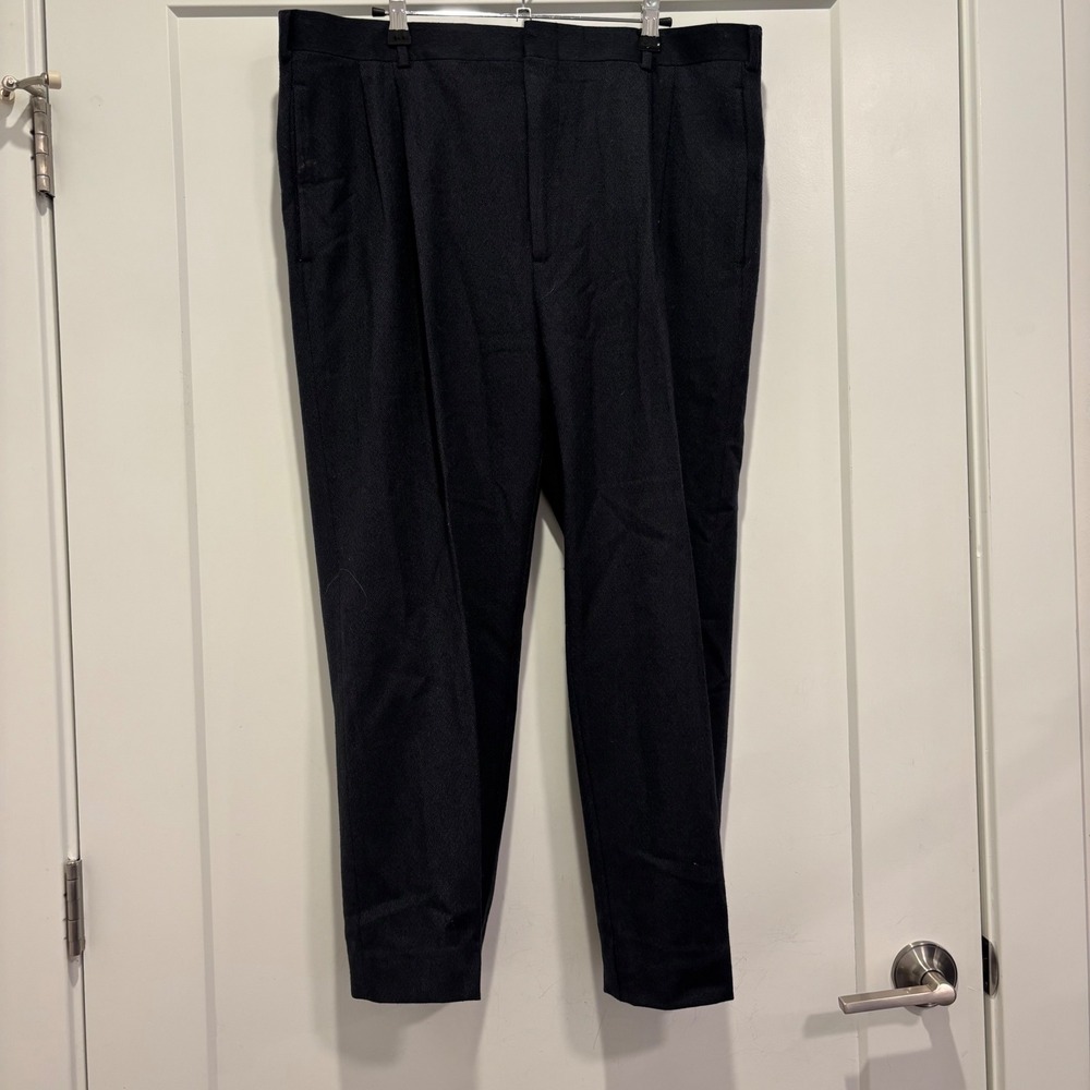 Mark Shale Mens Navy Blue Wool Textured Dress Pants Trousers 36x25